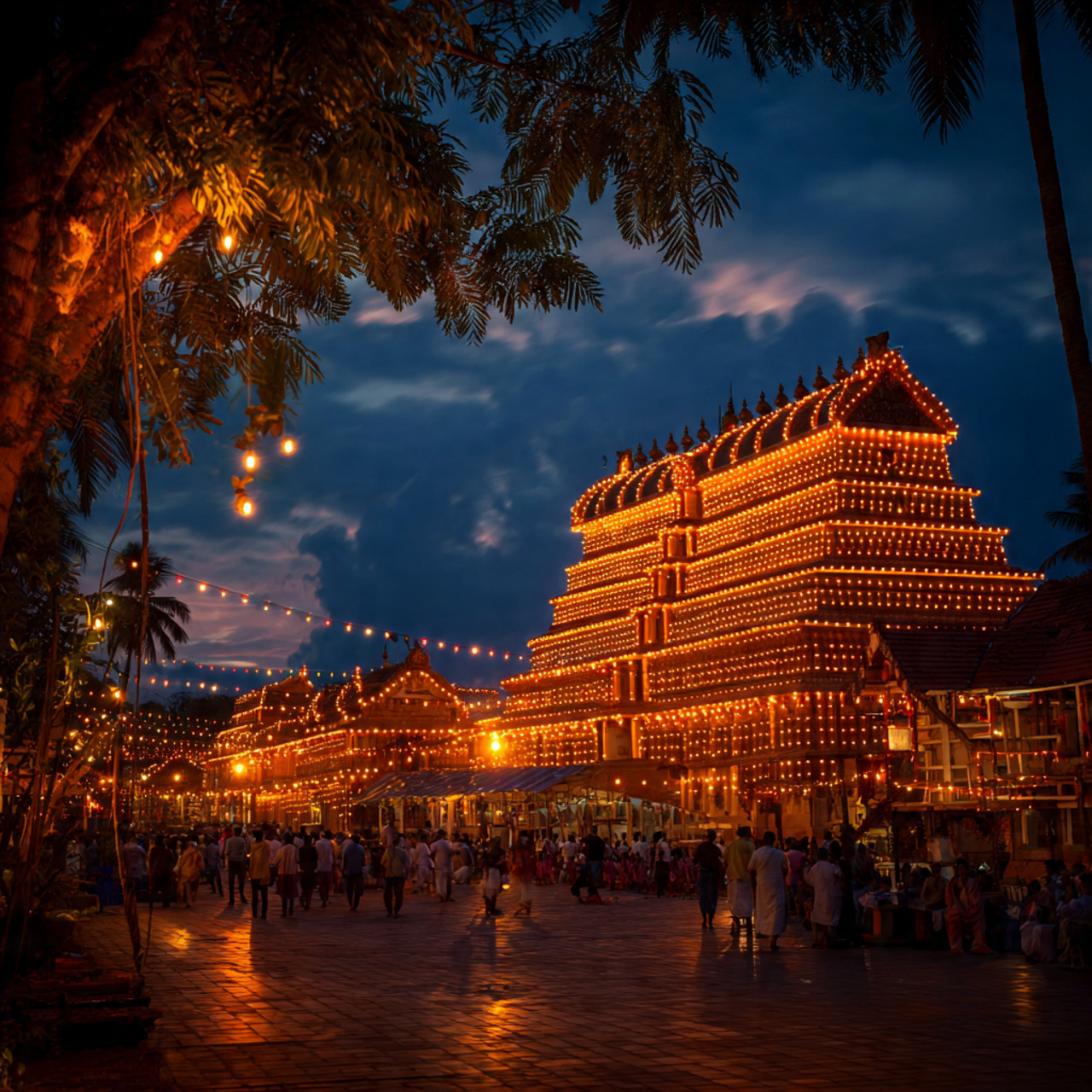 The traditional Kerala architecture and sacred atmosphere of Guruvayur Sri Krishna Temple